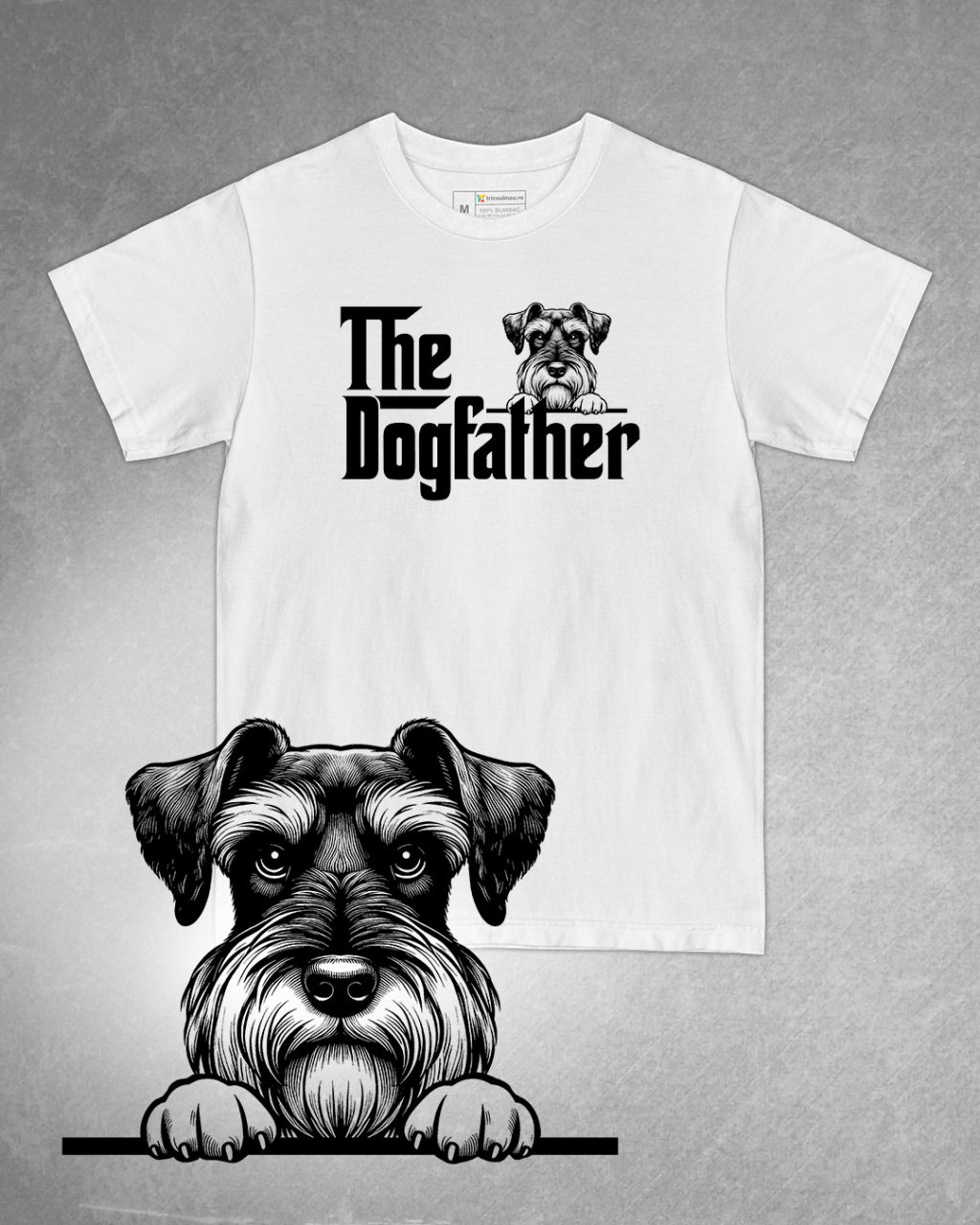 Tricou alb bărbat. Tricou personalizat. Tricou bumbac 100%.Tricou Schnautzer Pitic / Miniature Schnauzer [1]