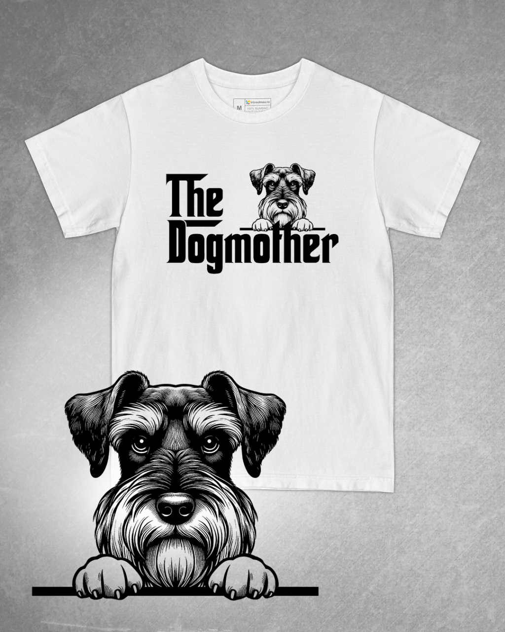 Tricou alb damă. Tricou personalizat. Tricou bumbac 100%.Tricou Schnautzer Pitic / Miniature Schnauzer [1]