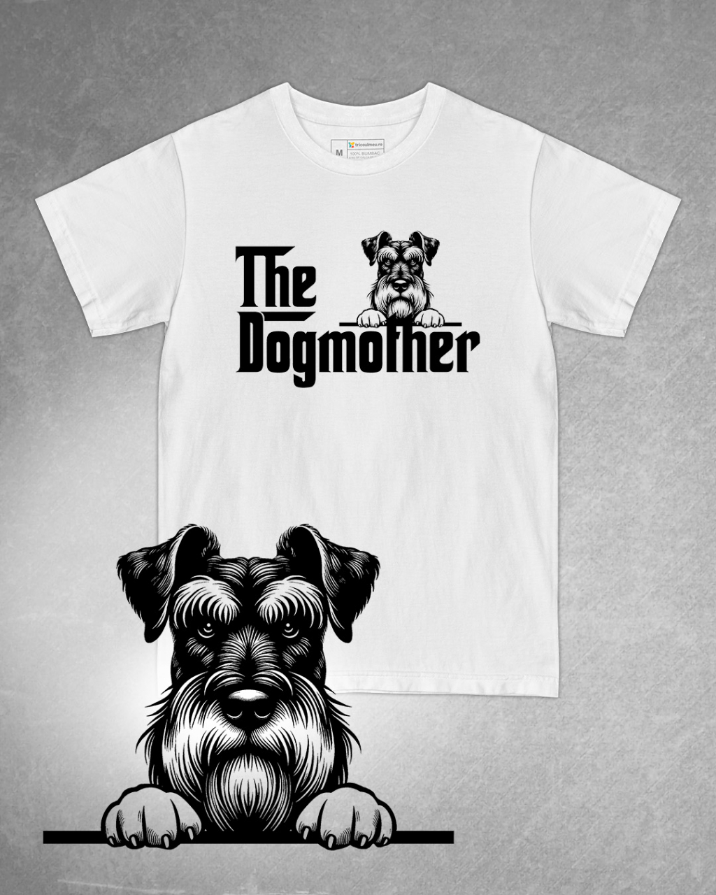 Tricou alb damă. Tricou personalizat. Tricou bumbac 100%.Tricou  Schnauzer Uriaș / Giant Schnauzer [1]