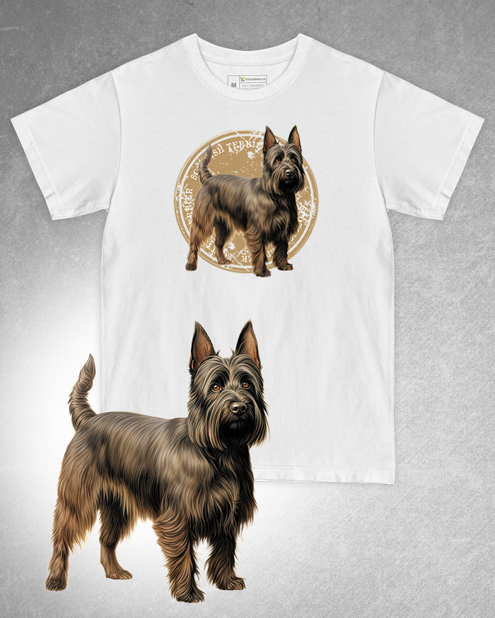 Tricou alb damă. Tricou alb bărbați. Tricou personalizat. Tricou bumbac 100%. Tricou Scottish Terrier [1]