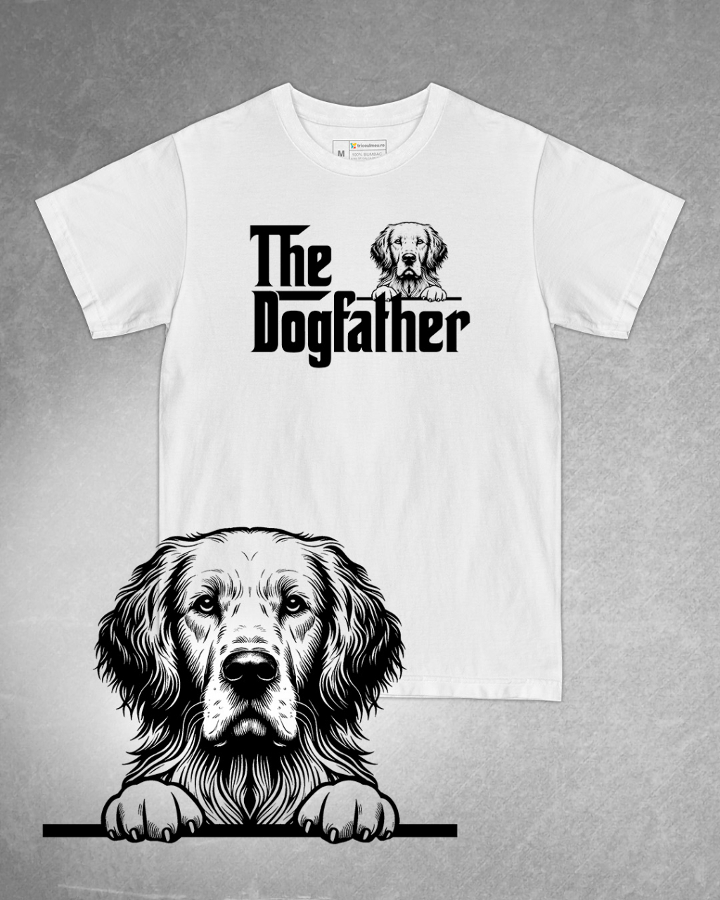Tricou alb bărbat. Tricou personalizat. Tricou bumbac 100%.Tricou  Setter Irlandez / White Red Setter [1]
