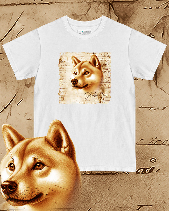 Tricou alb damă. Tricou alb bărbați. Tricou personalizat. Tricou bumbac 100%.  Shiba Inu [1]