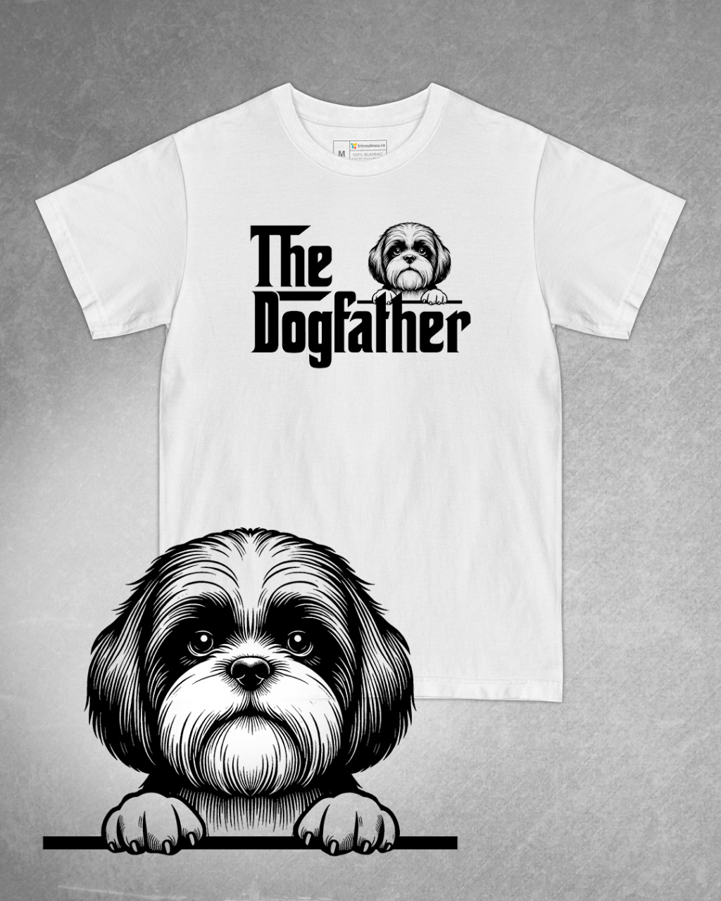 Tricou alb bărbat. Tricou personalizat. Tricou bumbac 100%.Tricou  Shih Tzu [1]