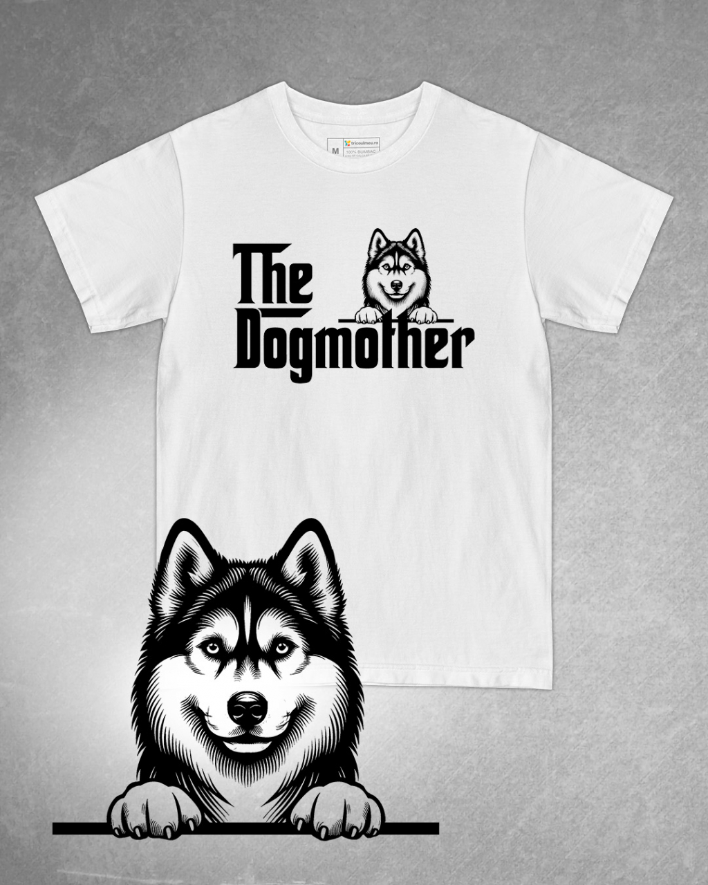 Tricou alb damă. Tricou personalizat. Tricou bumbac 100%.Tricou  Siberian Husky [1]