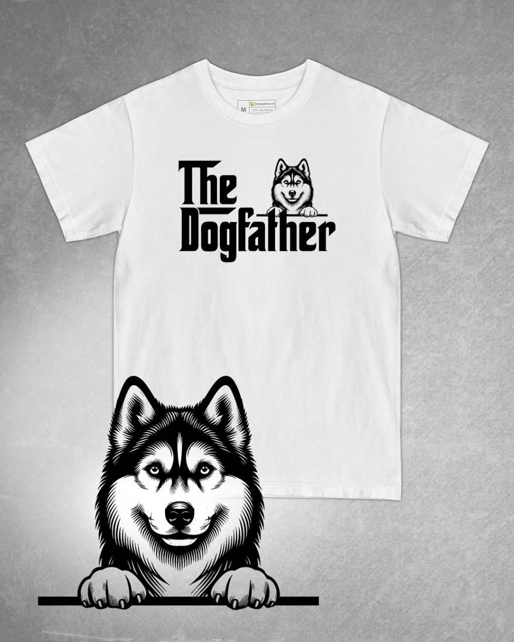 Tricou alb bărbat. Tricou personalizat. Tricou bumbac 100%.Tricou  Siberian Husky [1]