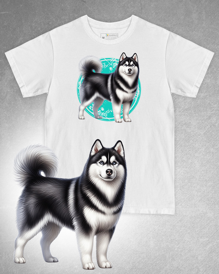 Tricou alb damă. Tricou alb bărbați. Tricou personalizat. Tricou bumbac 100%. Tricou Siberian Husky [1]