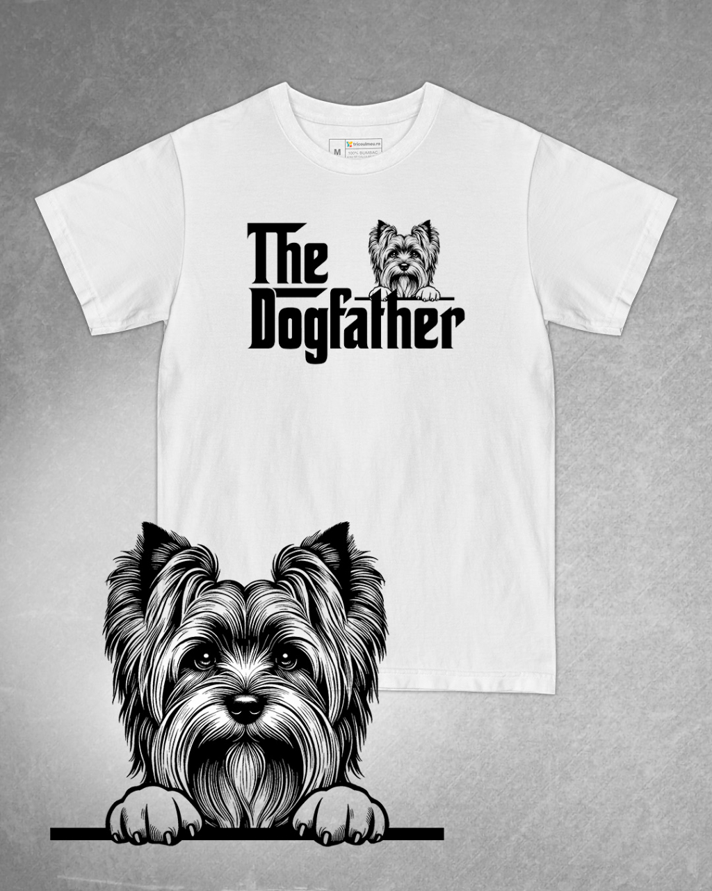 Tricou alb bărbat. Tricou personalizat. Tricou bumbac 100%.Tricou  Silky Terrier [1]
