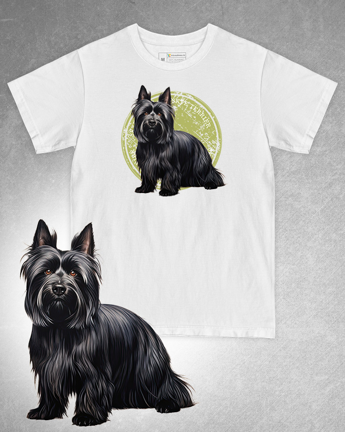 Tricou alb damă. Tricou alb bărbați. Tricou personalizat. Tricou bumbac 100%. Tricou Skye Terrier [1]