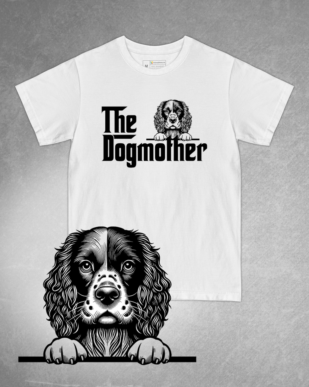 Tricou alb damă. Tricou personalizat. Tricou bumbac 100%.Tricou Spaniel Francez / French Spaniel [1]