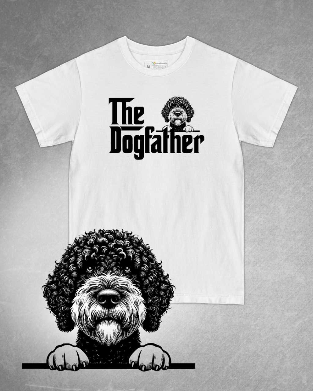 Tricou alb bărbat. Tricou personalizat. Tricou bumbac 100%.Tricou  Spanish Water Dog [1]