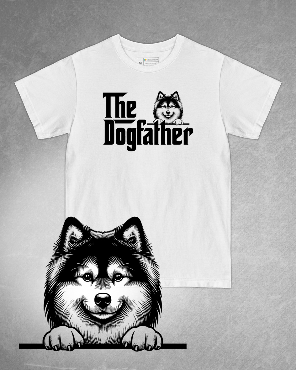 Tricou alb bărbat. Tricou personalizat. Tricou bumbac 100%.Tricou  Spitz Finlandez / Finnish Spitz [1]