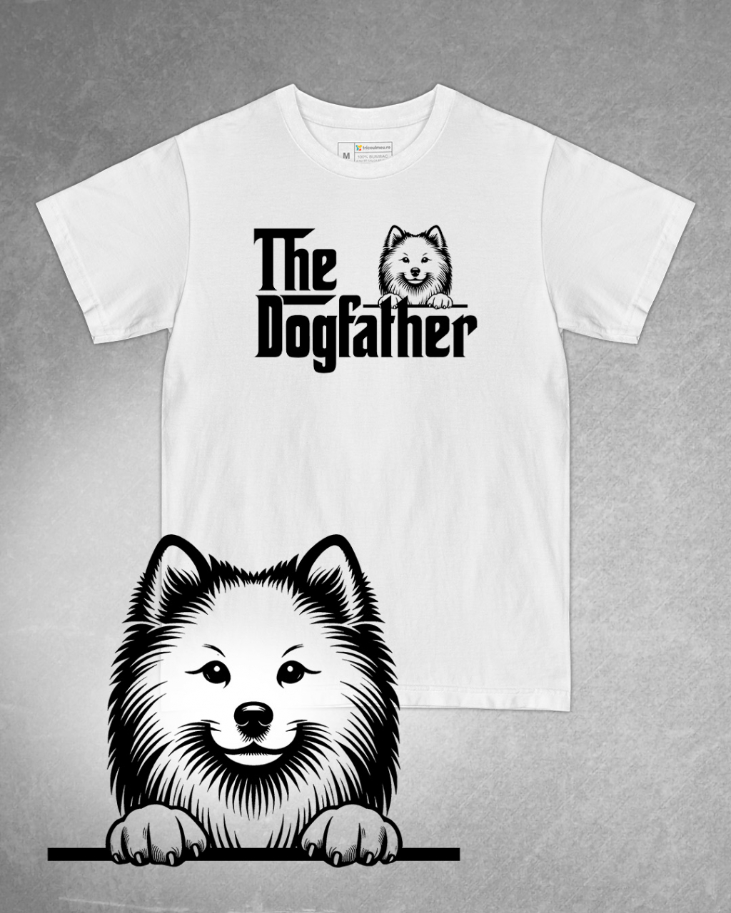 Tricou alb bărbat. Tricou personalizat. Tricou bumbac 100%.Tricou Spitz Japonez / Japanese Spitz [1]