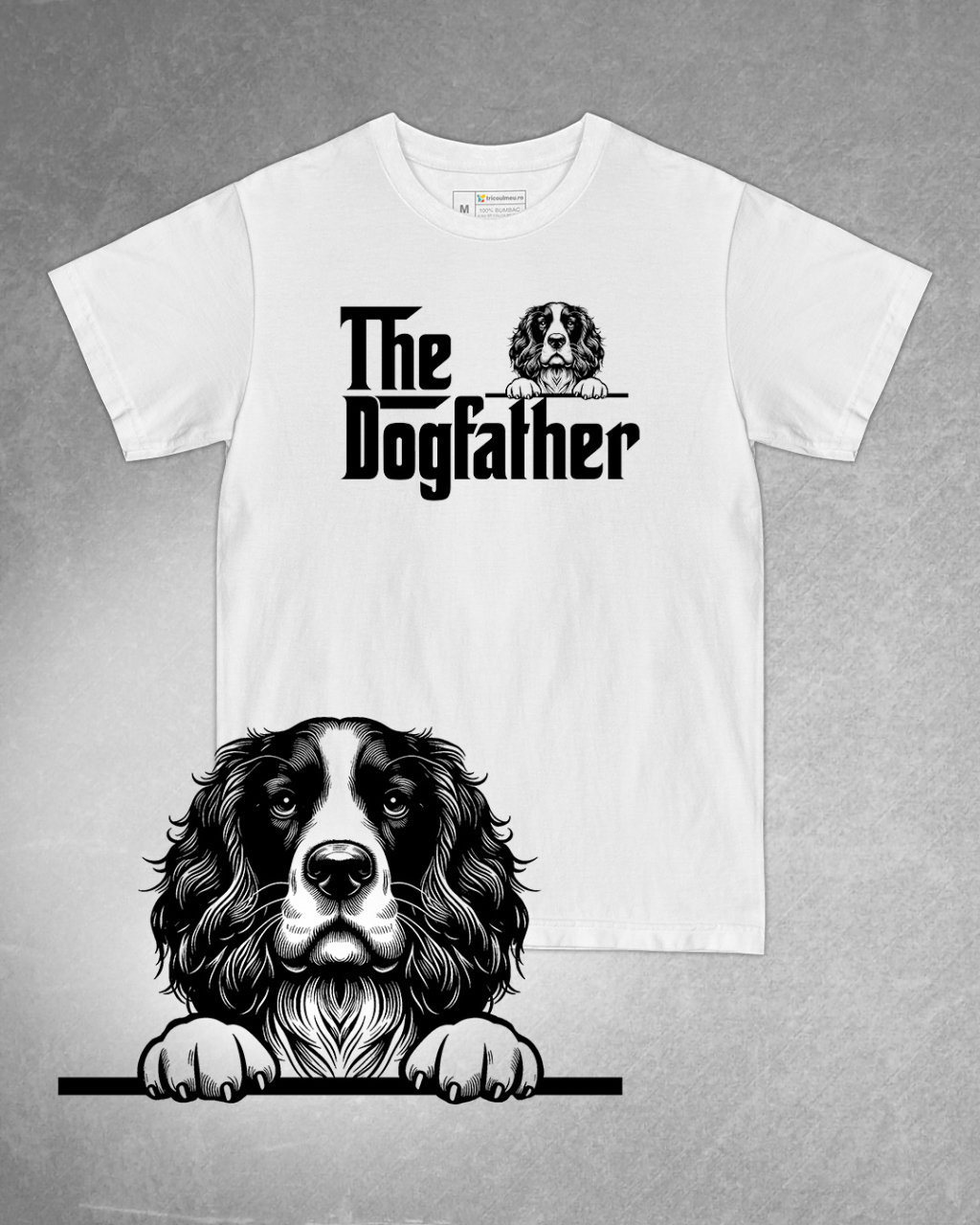 Tricou alb bărbat. Tricou personalizat. Tricou bumbac 100%.Tricou  Springer Spaniel [1]