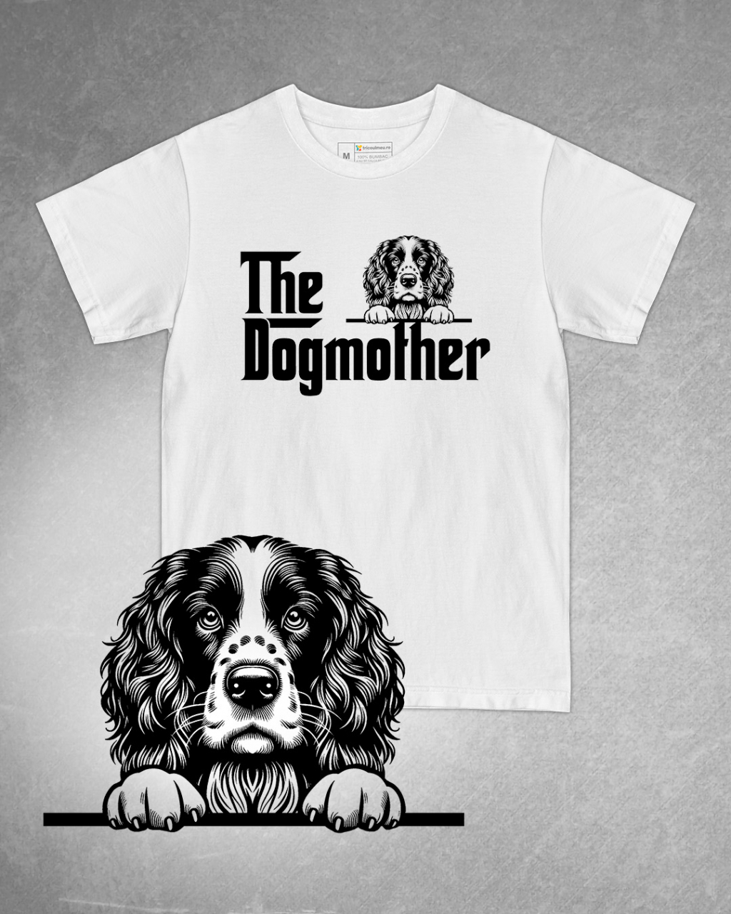Tricou alb damă. Tricou personalizat. Tricou bumbac 100%.Tricou Springer Spaniel Englez / English Springer Spaniel [1]