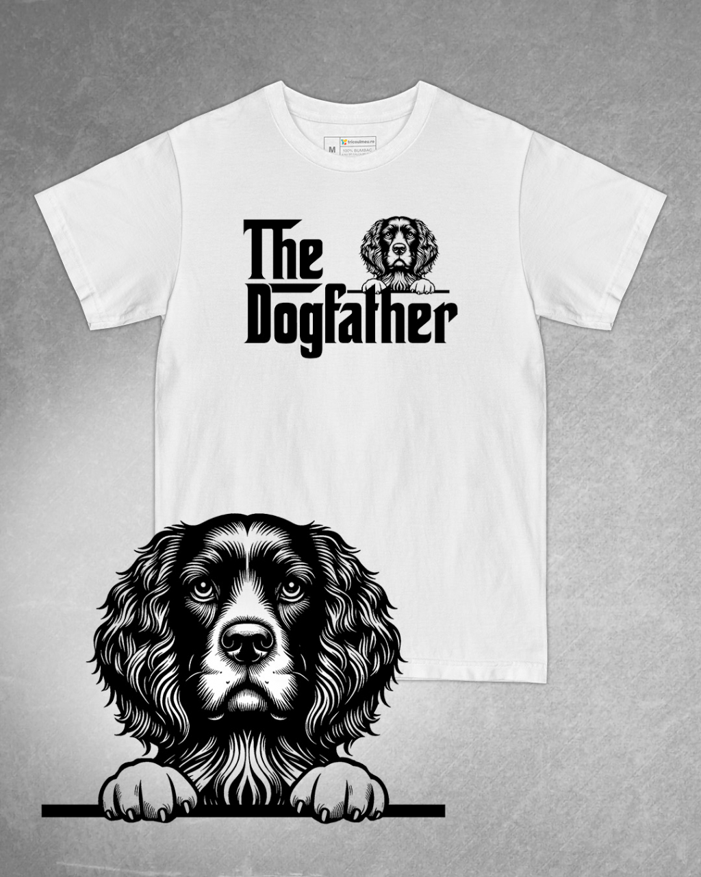 Tricou alb bărbat. Tricou personalizat. Tricou bumbac 100%.Tricou  Sussex Spaniel [1]