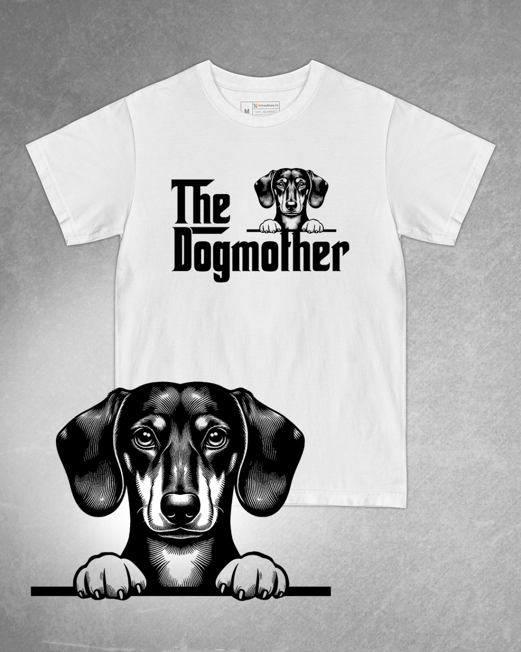 Tricou alb damă. Tricou personalizat. Tricou bumbac 100%.Tricou  Teckel / Dachshund [1]