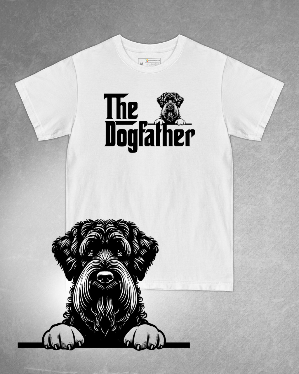 Tricou alb bărbat. Tricou personalizat. Tricou bumbac 100%.Tricou  Terrier Negru Rusesc / Black Russian Terrier [1]