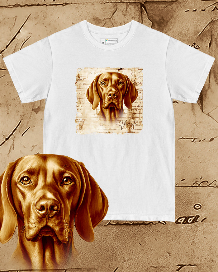 Tricou alb damă. Tricou alb bărbați. Tricou personalizat. Tricou bumbac 100%. Vișlă Maghiară / Hungarian Vizsla [1]