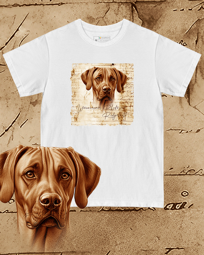 Tricou alb damă. Tricou alb bărbați. Tricou personalizat. Tricou bumbac 100%.  Weimaraner Rhodesian Ridgeback [1]