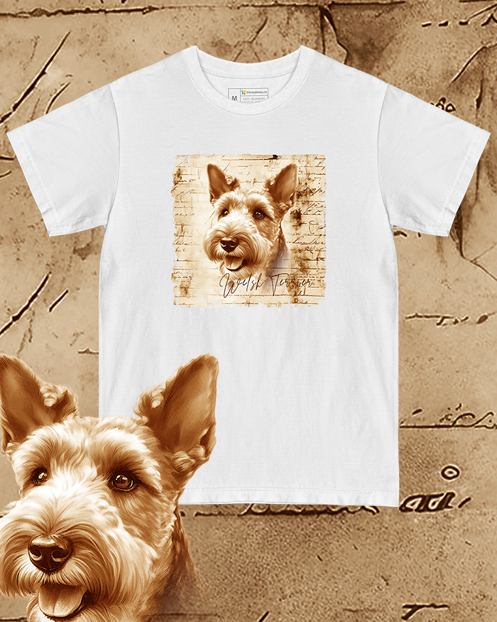 Tricou alb damă. Tricou alb bărbați. Tricou personalizat. Tricou bumbac 100%.  Welsh Terrier [1]