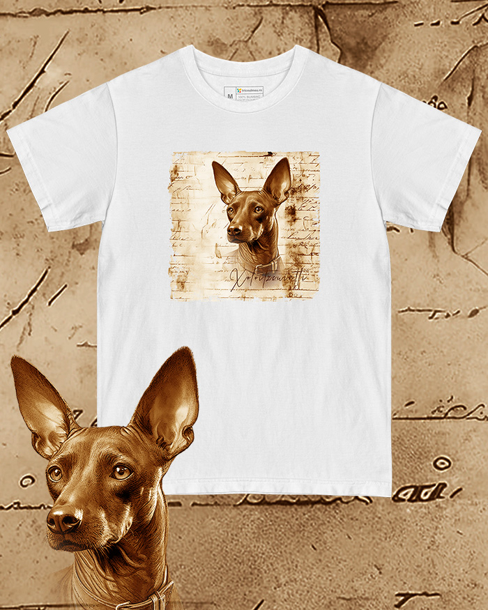 Tricou alb damă. Tricou alb bărbați. Tricou personalizat. Tricou bumbac 100%.  Xoloitzcuintli [1]