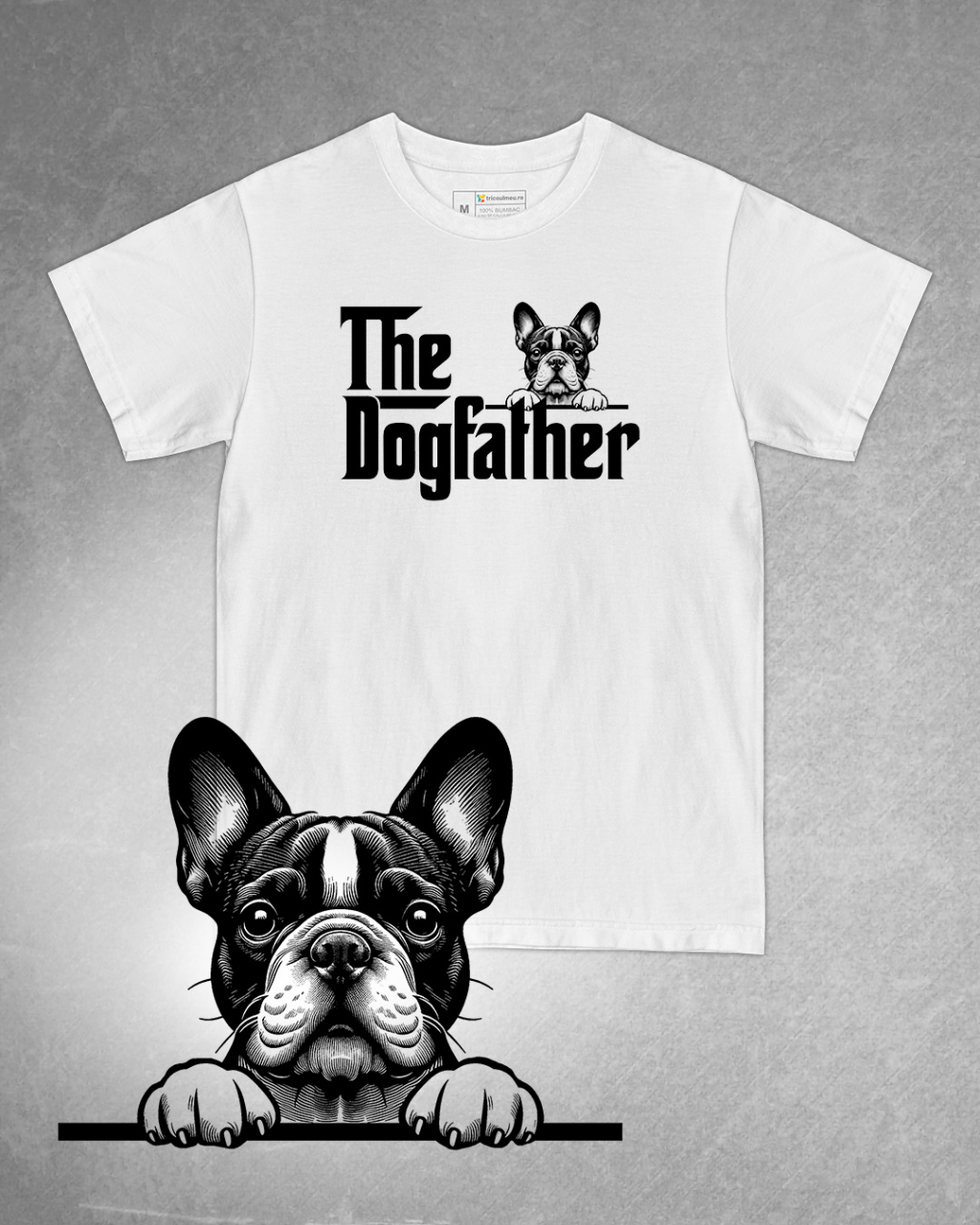 Tricou alb bărbat. Tricou personalizat. Tricou bumbac 100%.TricouBulldog Francez / French Bulldog [1]