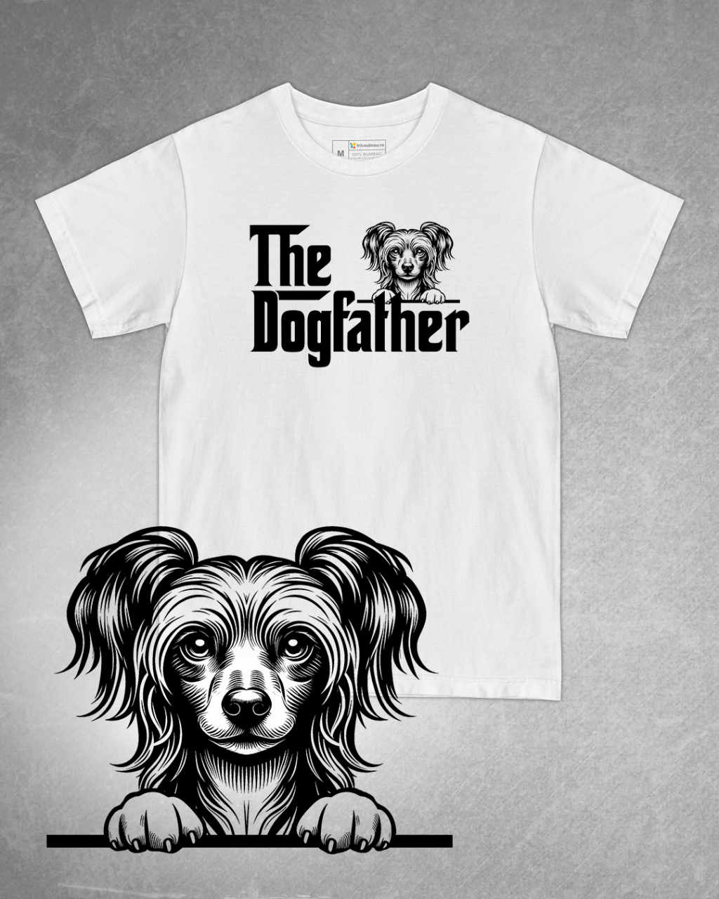 Tricou alb bărbat. Tricou personalizat. Tricou bumbac 100%.TricouCâine Chinezesc cu Creastă / Chinese Crested [1]