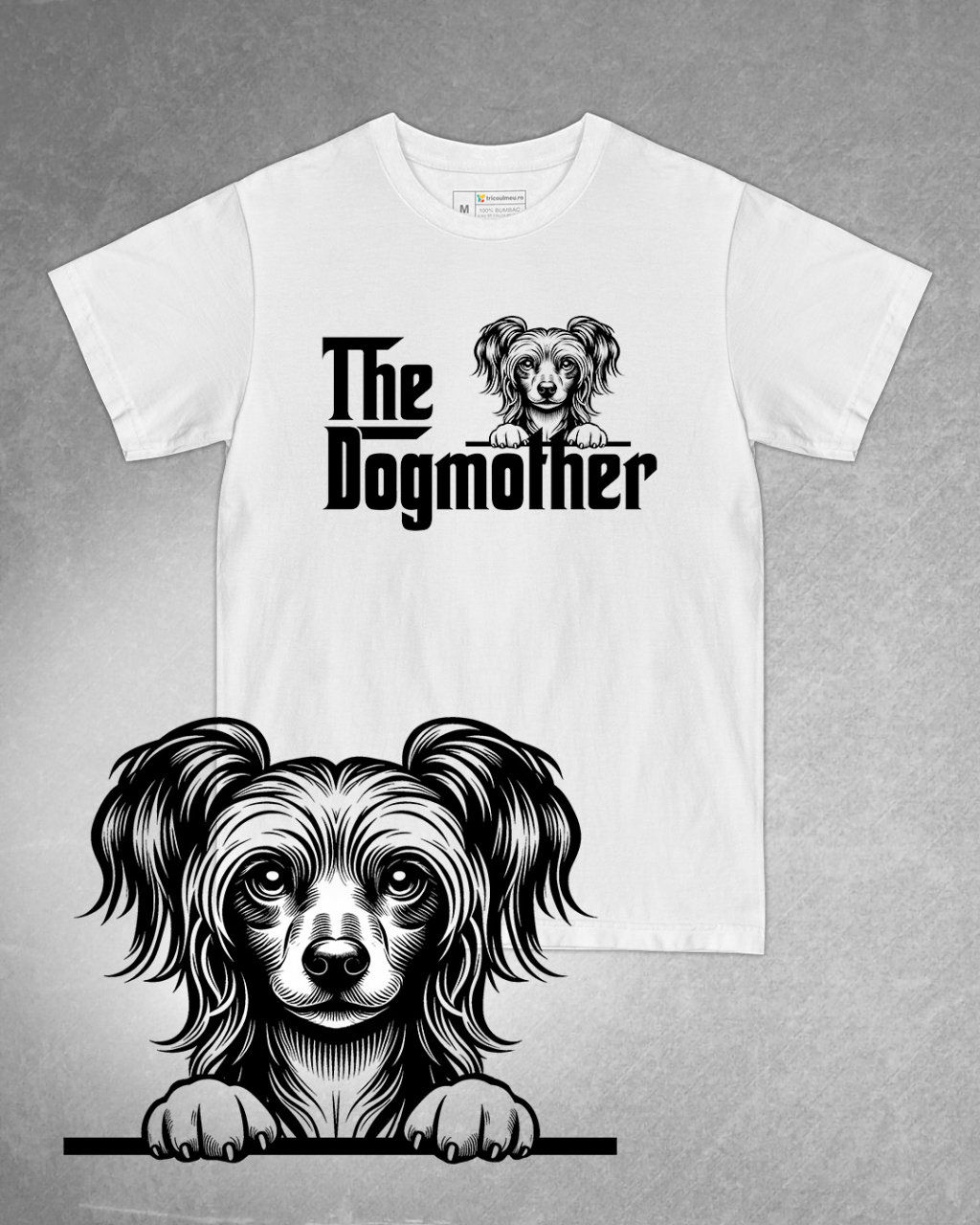 Tricou alb damă. Tricou personalizat. Tricou bumbac 100%.TricouCâine Chinezesc cu Creastă / Chinese Crested [1]