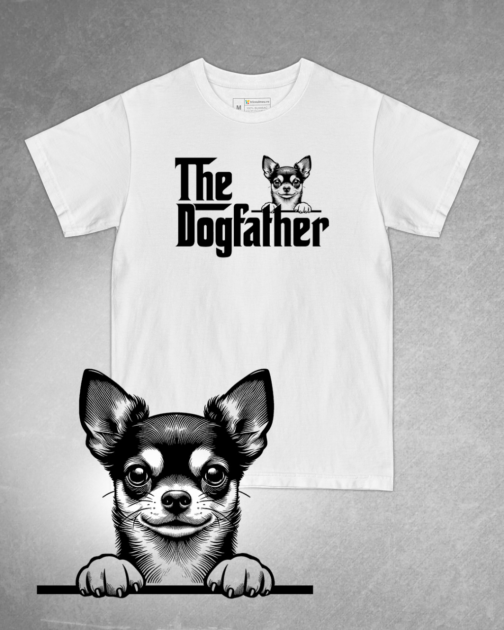 Tricou alb bărbat. Tricou personalizat. Tricou bumbac 100%.TricouChihuahua [1]