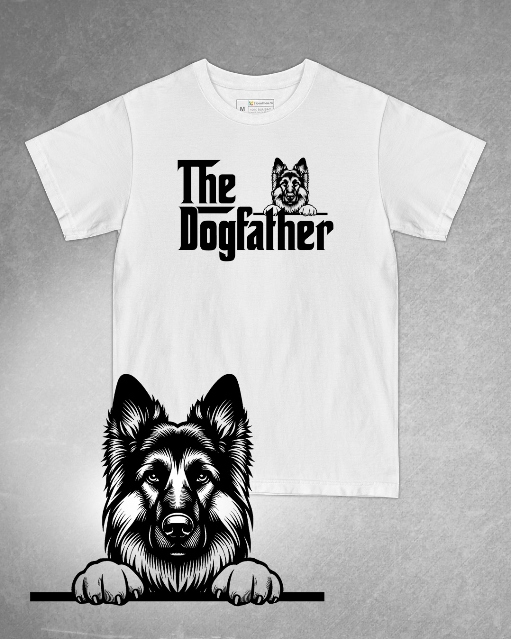 Tricou alb bărbat. Tricou personalizat. Tricou bumbac 100%.TricouCiobănesc German / German Shepherd [1]