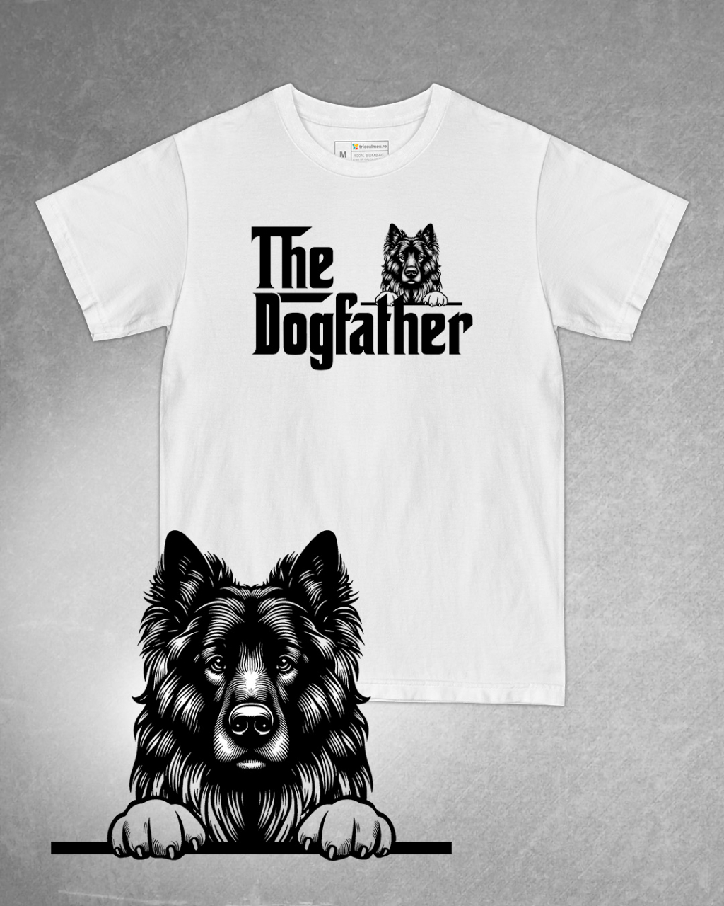 Tricou alb bărbat. Tricou personalizat. Tricou bumbac 100%.TricouCiobănesc German Negru / Black Shepherd [1]