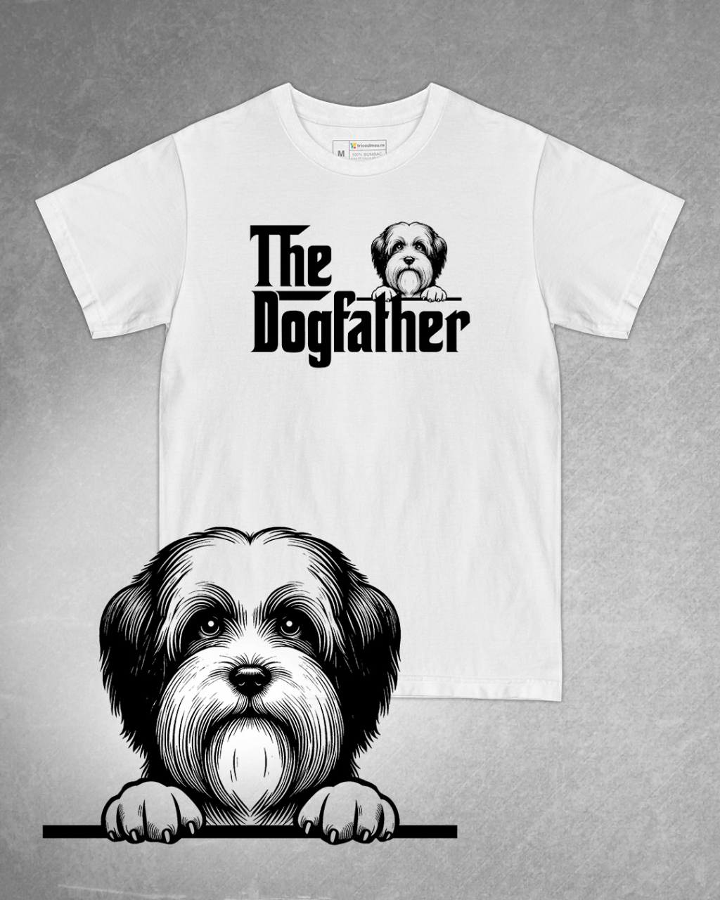 Tricou alb bărbat. Tricou personalizat. Tricou bumbac 100%.TricouCoton de Tulear [1]