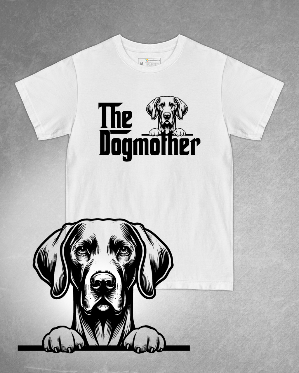 Tricou alb damă. Tricou personalizat. Tricou bumbac 100%.TricouPrepelicar de Weimar / Weimaraner [1]