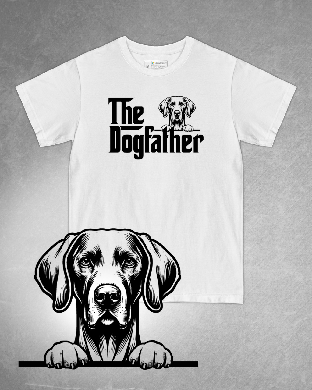 Tricou alb bărbat. Tricou personalizat. Tricou bumbac 100%.TricouPrepelicar de Weimar / Weimaraner [1]