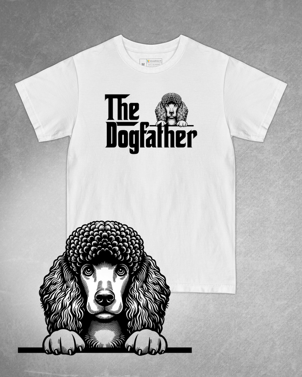 Tricou alb bărbat. Tricou personalizat. Tricou bumbac 100%.TricouPudel / Poodle [1]