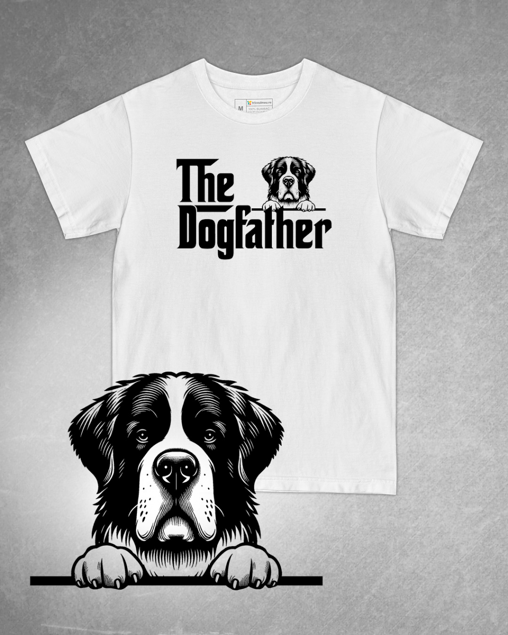 Tricou alb bărbat. Tricou personalizat. Tricou bumbac 100%.TricouSaint-Bernard [1]