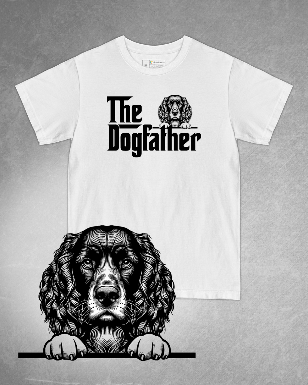 Tricou alb bărbat. Tricou personalizat. Tricou bumbac 100%.TricouSpaniel de Câmp / Field Spaniel [1]
