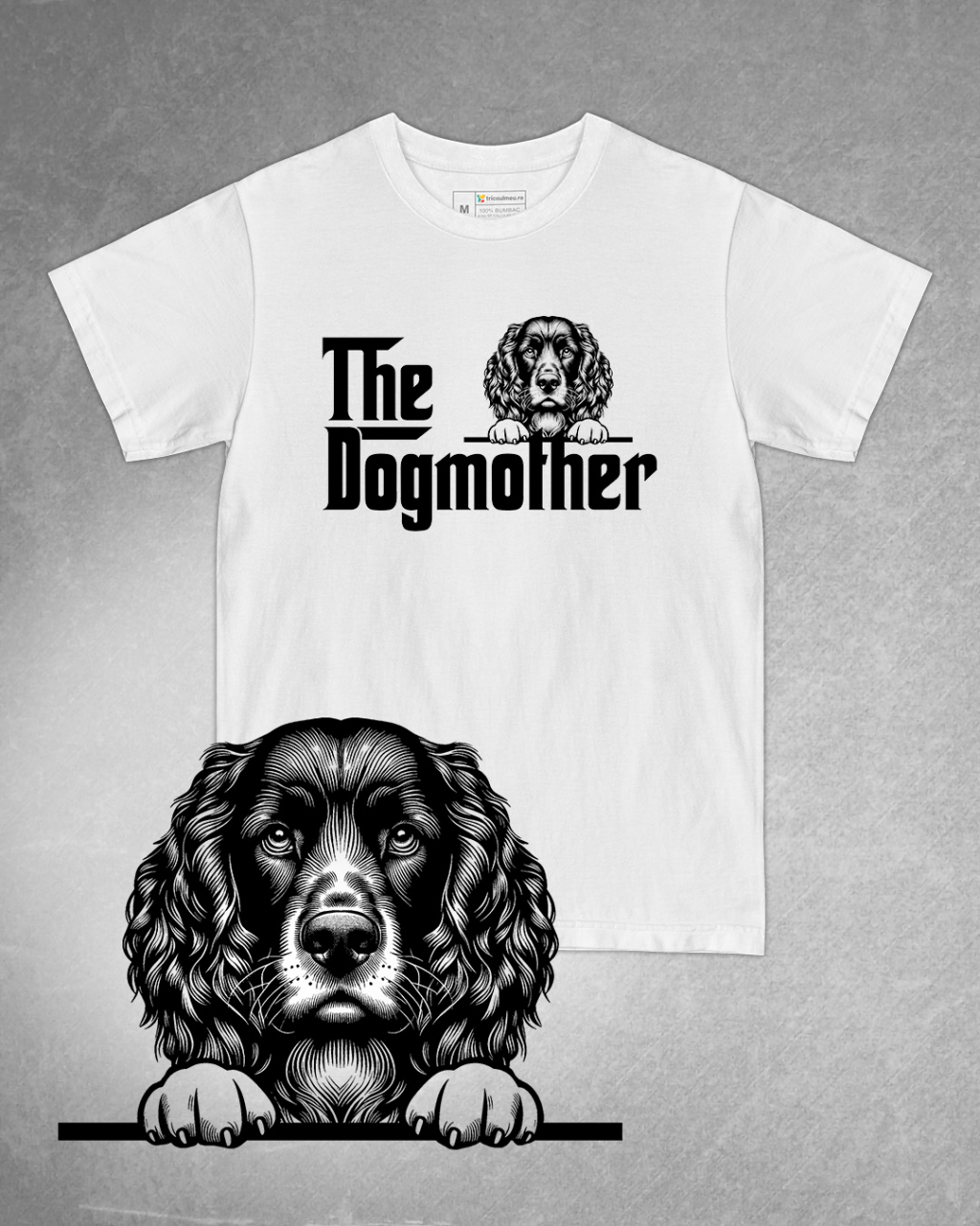 Tricou alb damă. Tricou personalizat. Tricou bumbac 100%.TricouSpaniel de Câmp / Field Spaniel [1]