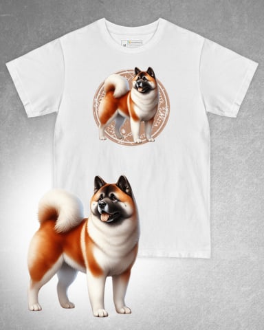 TRICOURI CÂINI - Tricou alb damă. Tricou alb bărbați. Tricou personalizat. Tricou bumbac 100%. Tricou Akita