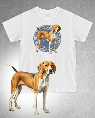 TRICOURI CÂINI - Tricou alb damă. Tricou alb bărbați. Tricou personalizat. Tricou bumbac 100%. Tricou American Foxhound