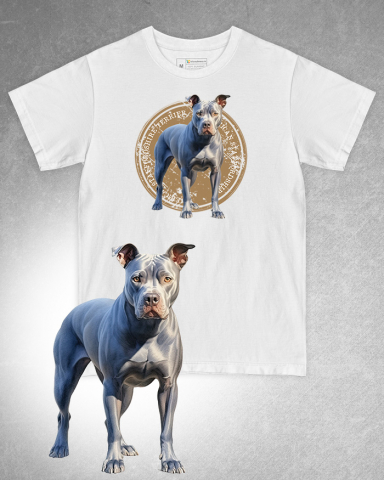 TRICOURI CÂINI - Tricou alb damă. Tricou alb bărbați. Tricou personalizat. Tricou bumbac 100%. Tricou American Staffordshire Terrier