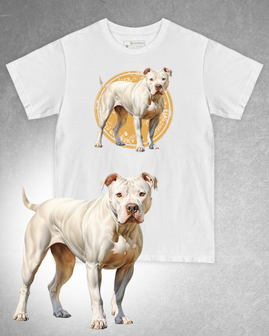 TRICOURI CÂINI - Tricou alb damă. Tricou alb bărbați. Tricou personalizat. Tricou bumbac 100%. Tricou American Staffordshire Terrier