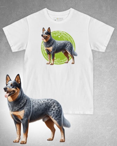 TRICOURI CÂINI - Tricou alb damă. Tricou alb bărbați. Tricou personalizat. Tricou bumbac 100%. Tricou Australian Cattle