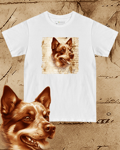 TRICOURI CÂINI "VINTAGE" - Tricou alb damă. Tricou alb bărbați. Tricou personalizat. Tricou bumbac 100%.  Australian Cattle Dog