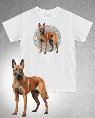 TRICOURI CÂINI - Tricou alb damă. Tricou alb bărbați. Tricou personalizat. Tricou bumbac 100%. Tricou Belgian Malinois