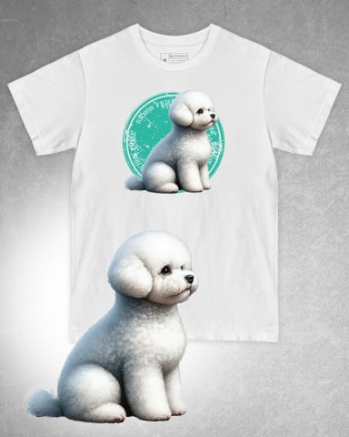TRICOURI CÂINI - Tricou alb damă. Tricou alb bărbați. Tricou personalizat. Tricou bumbac 100%. Tricou Bichon Frise