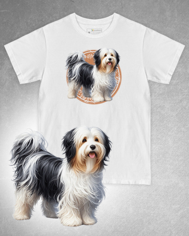 TRICOURI CÂINI - Tricou alb damă. Tricou alb bărbați. Tricou personalizat. Tricou bumbac 100%. Tricou Bichon Havanez/Havanese