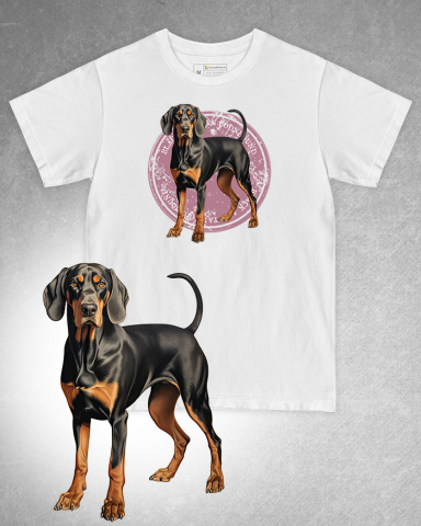 TRICOURI CÂINI - Tricou alb damă. Tricou alb bărbați. Tricou personalizat. Tricou bumbac 100%. Tricou Black and Tan Coonhound
