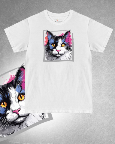 TRICOURI PISICI "COLOURFUL" - TRICOU Black and White