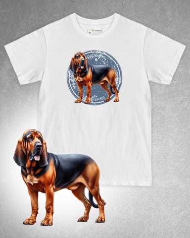 TRICOURI CÂINI - Tricou alb damă. Tricou alb bărbați. Tricou personalizat. Tricou bumbac 100%. Tricou Bloodhound